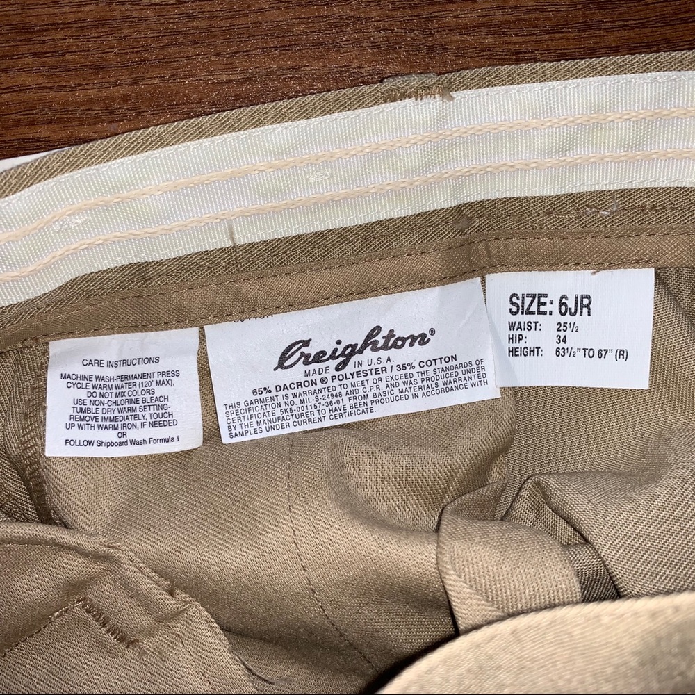 CREIGHTON NAVY EXCHANGE 6JR Khaki Pants NEW - Picture 3 of 6